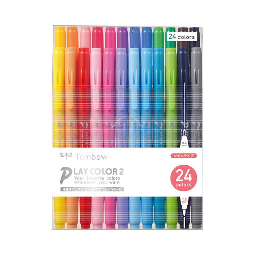 【トンボ鉛筆】水性カラーサインペン　プレイカラー２　ツインタイプ